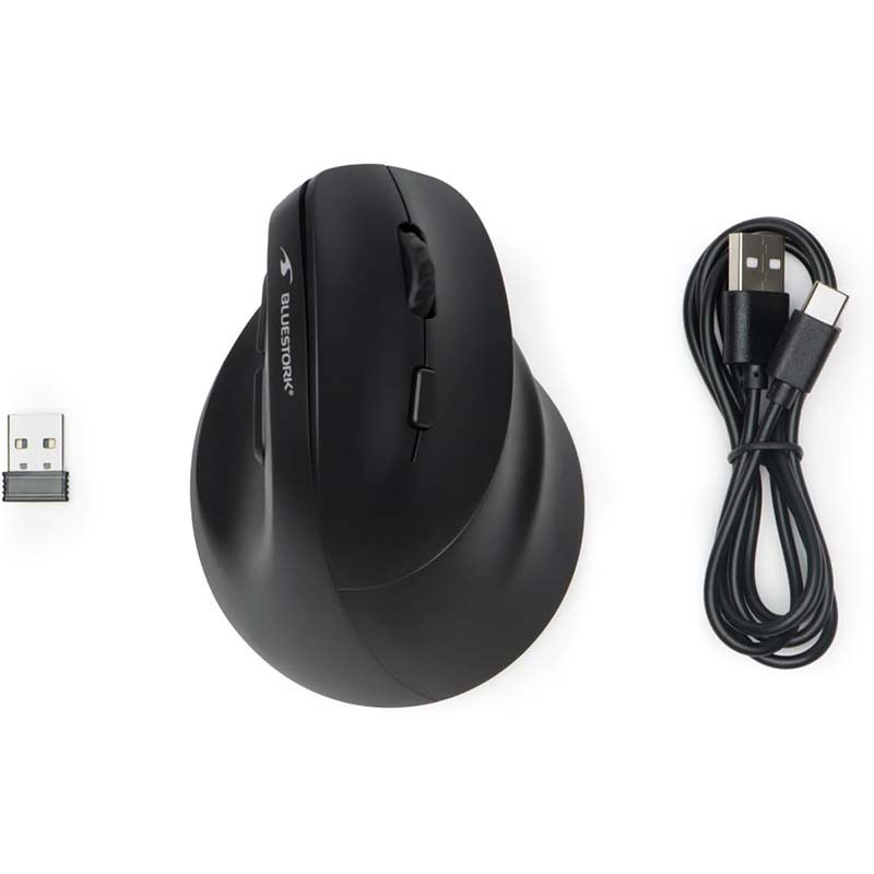Souris sans fil Ergonomique et verticale 800-2400DPI RGB Noir - BLUESTORK - BS_M_WL_ERGO_LUMI