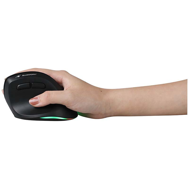 Souris sans fil Ergonomique et verticale 800-2400DPI RGB Noir - BLUESTORK - BS_M_WL_ERGO_LUMI