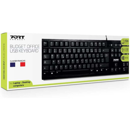 Clavier USB filaire AZERTY Noir - PORT DESIGNS - 900753