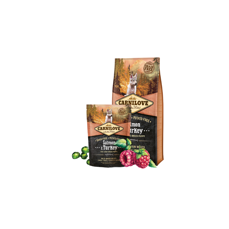 Croquettes pour chiot large au saumon et dinde 1,5kg - CARNILOVE 