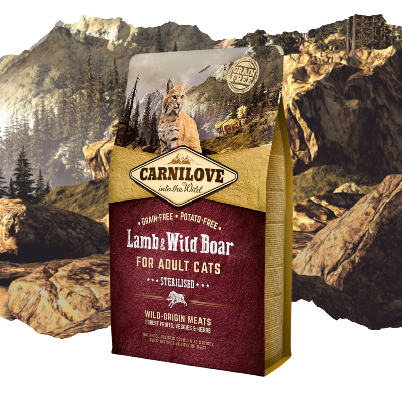 Croquettes pour chat Stérilisé à l’agneau & sanglier 2kg - CARNILOVE