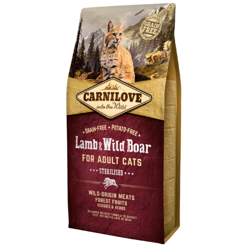 Croquettes pour chat Stérilisé à l’agneau & sanglier 6kg - CARNILOVE 