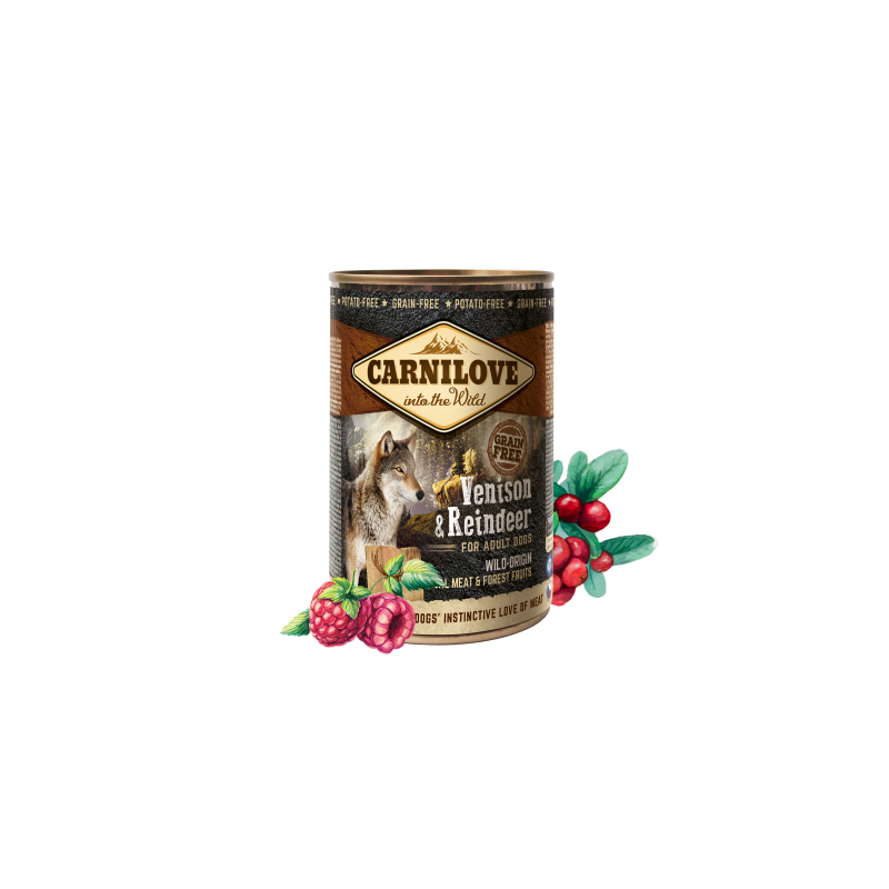 Pâtée pour chien adulte viande sauvage cerf et renne 400g - CARNILOVE 