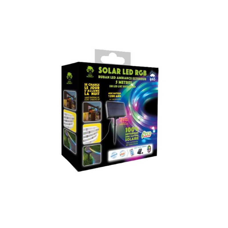 Ruban LED extérieur 5M avec panneau solaire