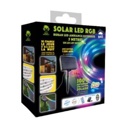 Ruban LED extérieur 5M avec panneau solaire