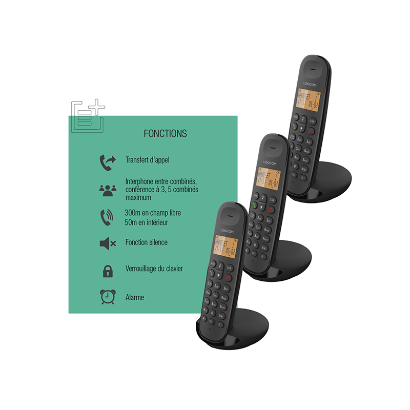 Téléphone fixe Trio Iloa 350 noir - LOGICOM - :100191135