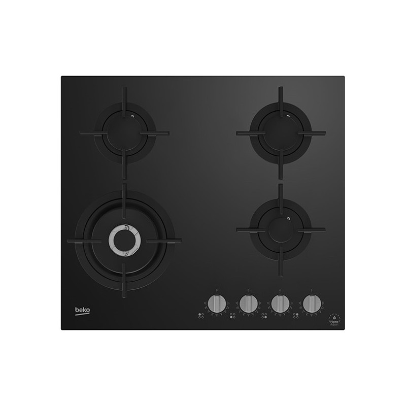 Plaque de cuisson à gaz encastrable 4 foyers Noir - BEKO - HILW64322S