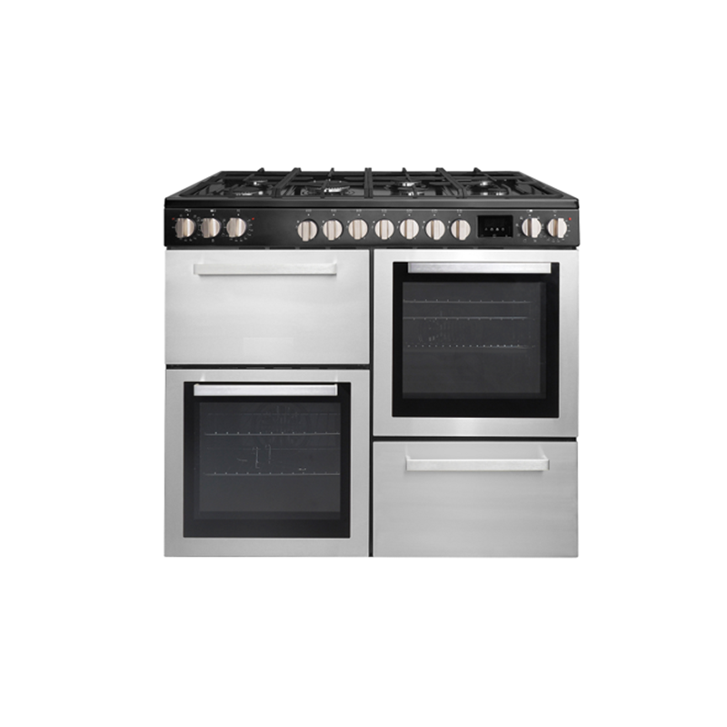 Cuisinière 7 brûleurs à gaz + 3 fours électrique Inox - DEROSSO - DR-1007G3FE-I