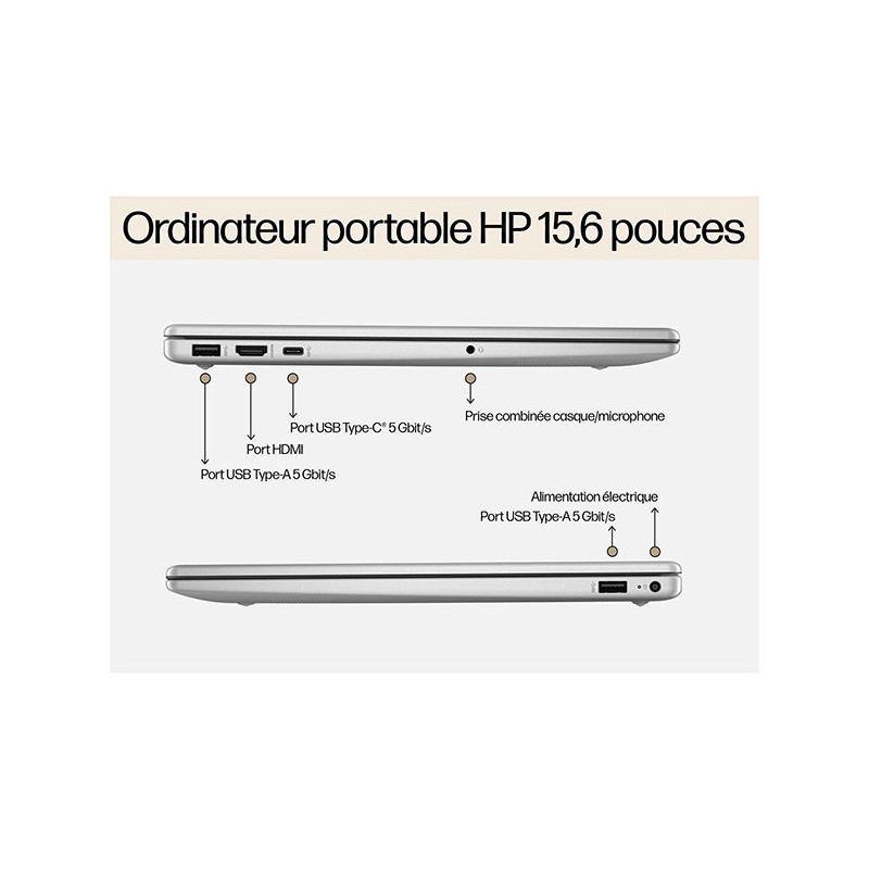 Ordinateur portable 15-FC0060NF AMD Ryzen 7 7730U 16/512Go Argenté - HP - HP157L8Y5EA