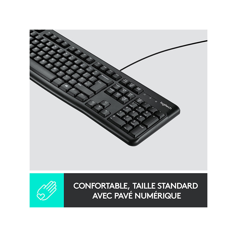 Clavier USB filaire AZERTY K120 Noir - LOGITECH - LOG_920-002488
