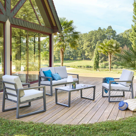 Salon de jardin - UNIONE HESPERIDE - Gris  - 4 personnes