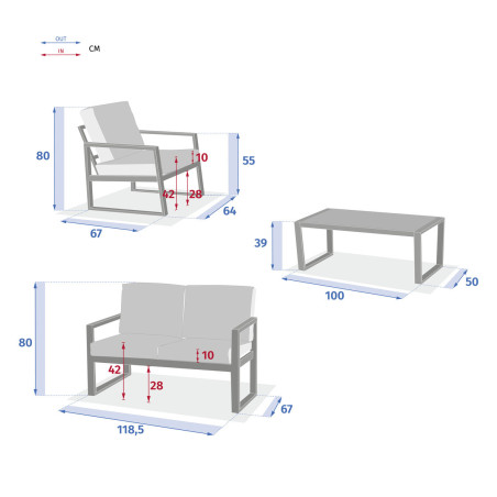 Salon de jardin - UNIONE HESPERIDE - Gris  - 4 personnes