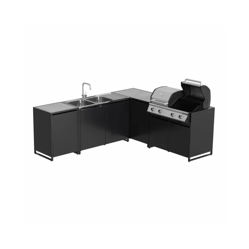 Module barbecue Europa gris argenté 109 x 60 cm