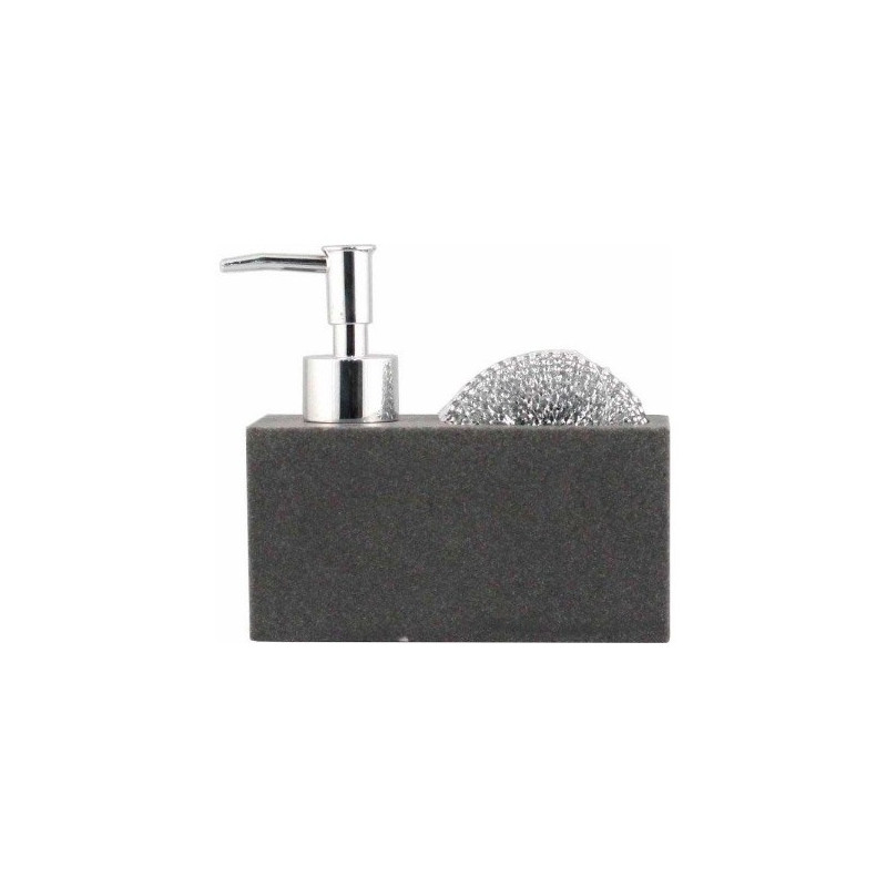 Distributeur de Savon Et Porte Eponge Gris
