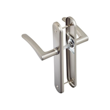 POIGNEE DE PORTE EVE ZAMAK NICK SAT 195MM BEC DE CANE SUR CALE DE 2 PC