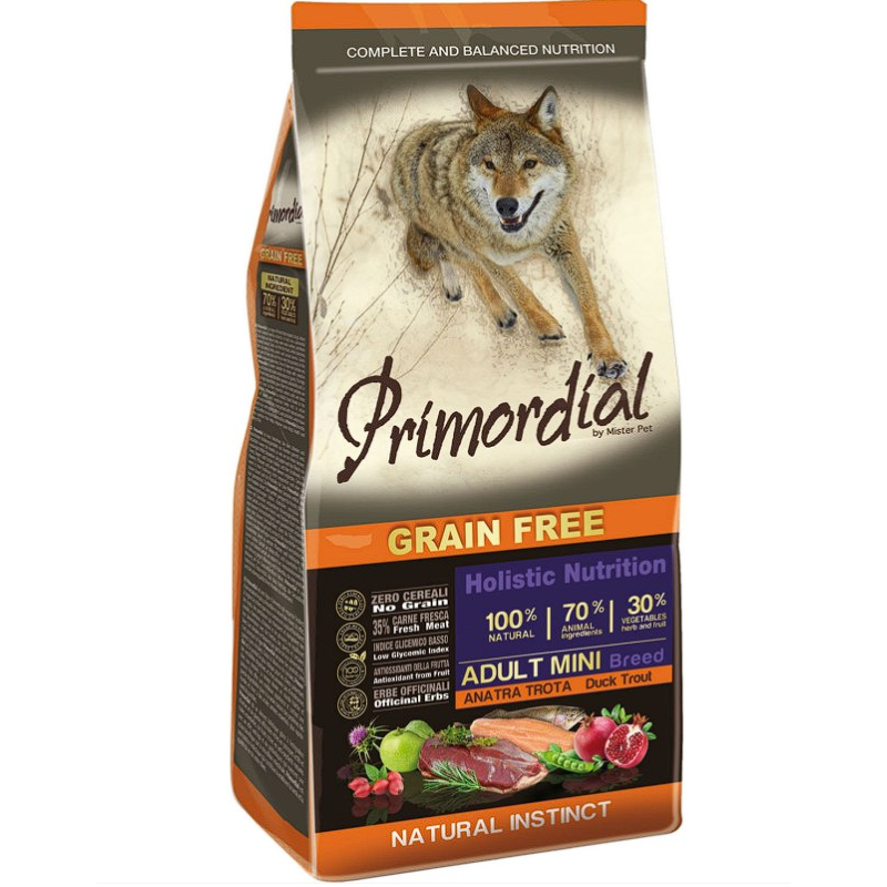 Croquettes Chien Adulte Canard Truite 2 Kg PRIMORDIAL