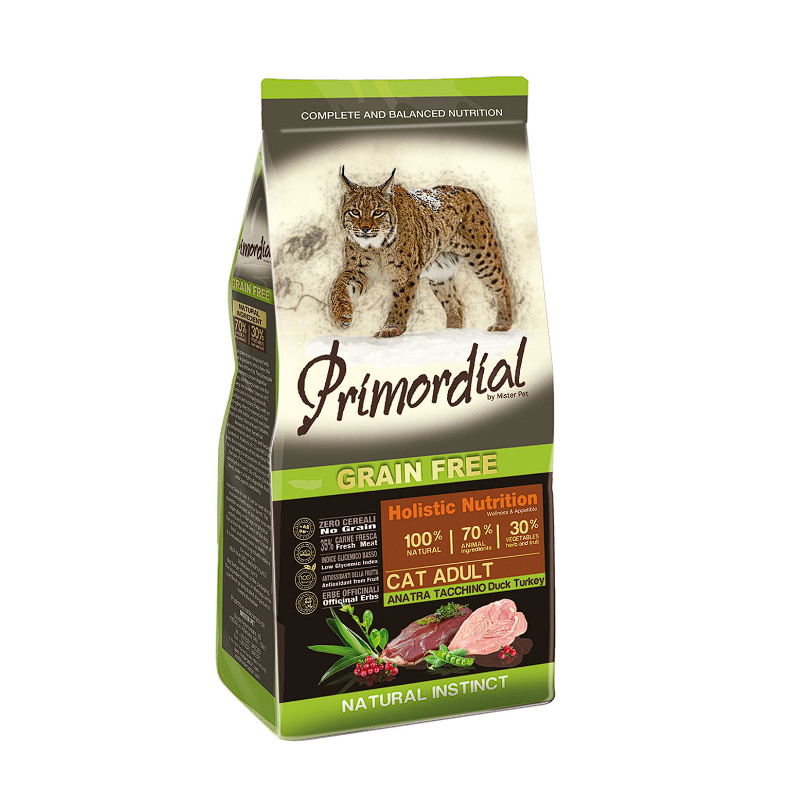 Croquettes Chat Adulte Canard Dinde 2 Kg - PRIMORDIAL