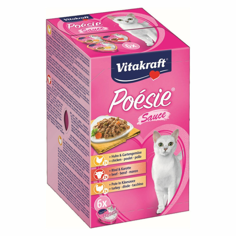 Boite Poésie Sauce x6 Poulet Bœuf Dinde - VITAKRAFT 