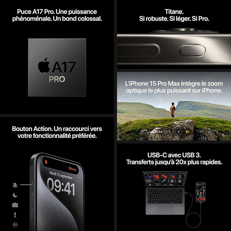 Iphone 15 Pro max 256Gb Natural Titanium - APPLE - MU793AA/A