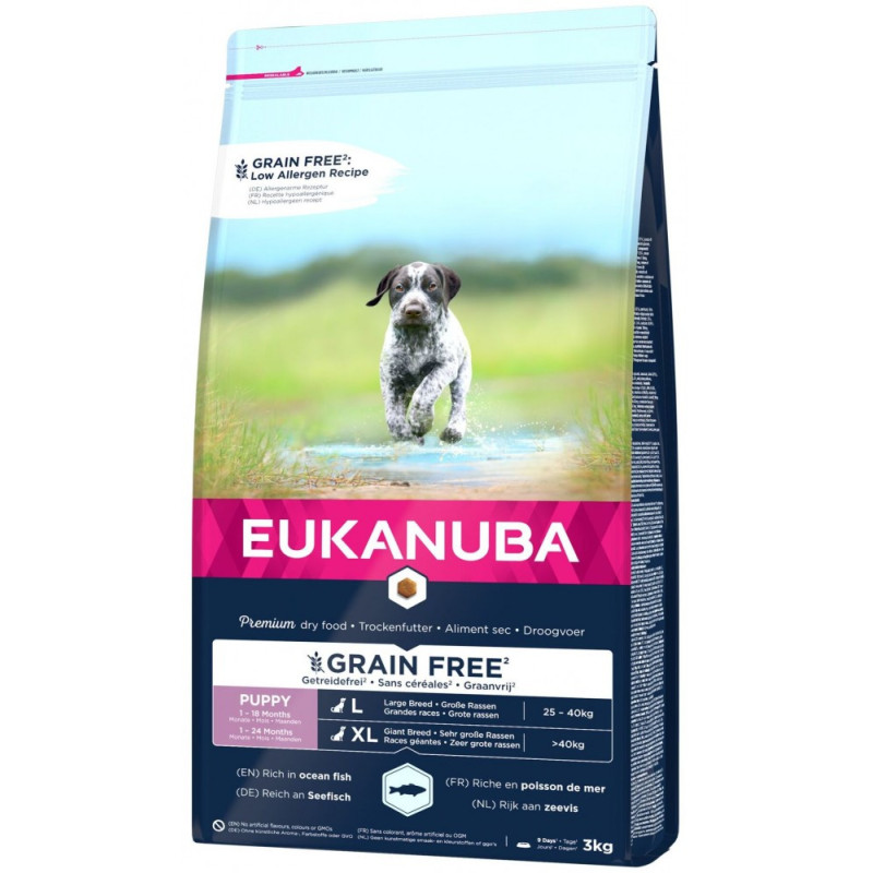 Croquette pour chiot grande race sans céréale Poisson 3Kg - EUKANUBA - ENLPP791