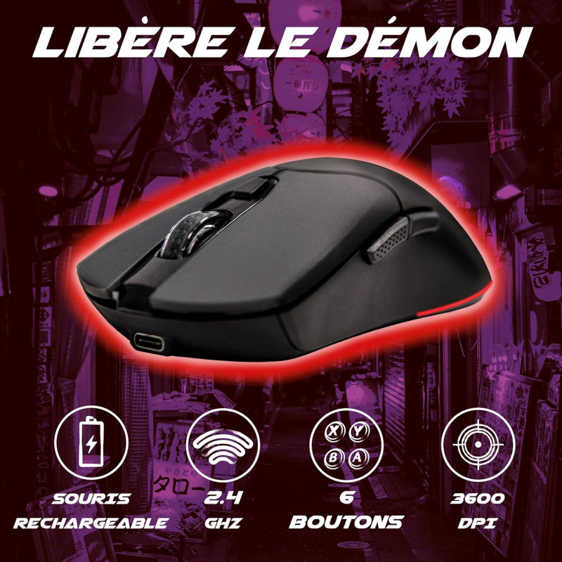 Souris Gaming Wireless Otaku M04 WL noir - AKUMA - AKOTAM04WL