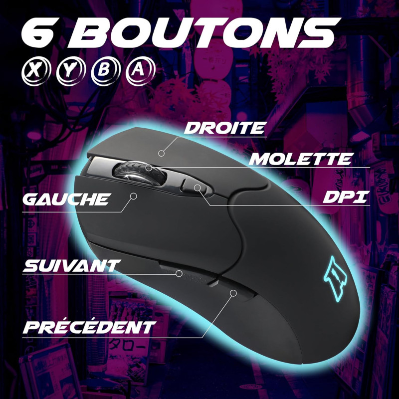 Souris Gaming Wireless Otaku M04 WL noir - AKUMA - AKOTAM04WL