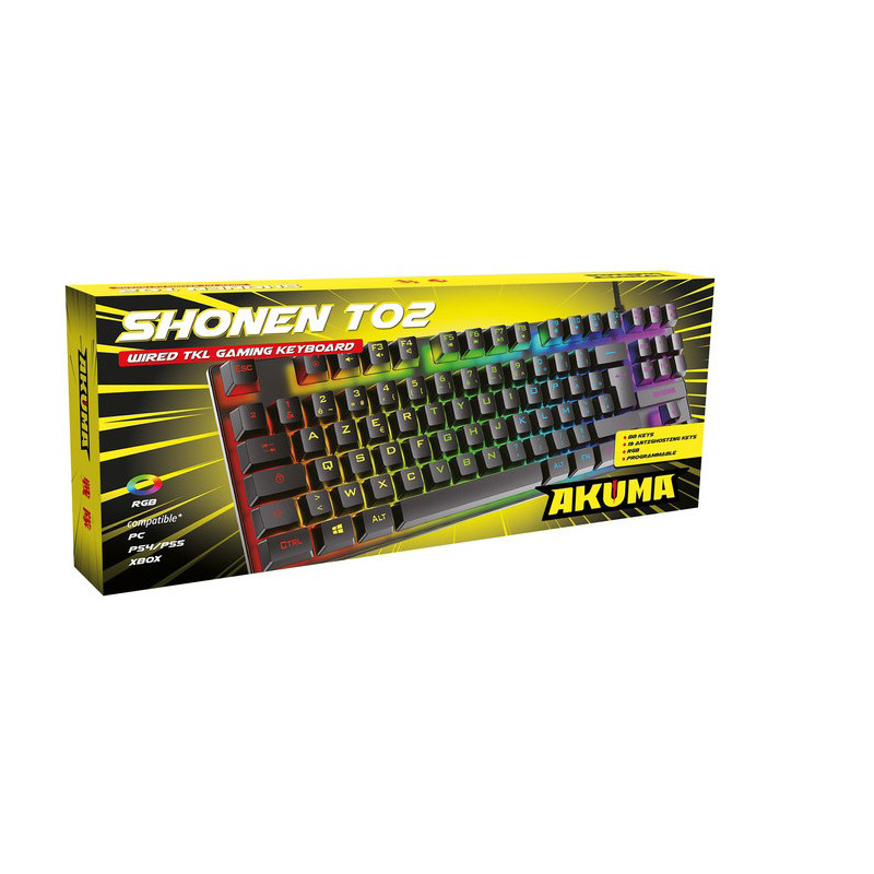 Clavier gaming Azerty Shônen T02 TKL 88 touches Noir - AKUMA - AKSHOT02