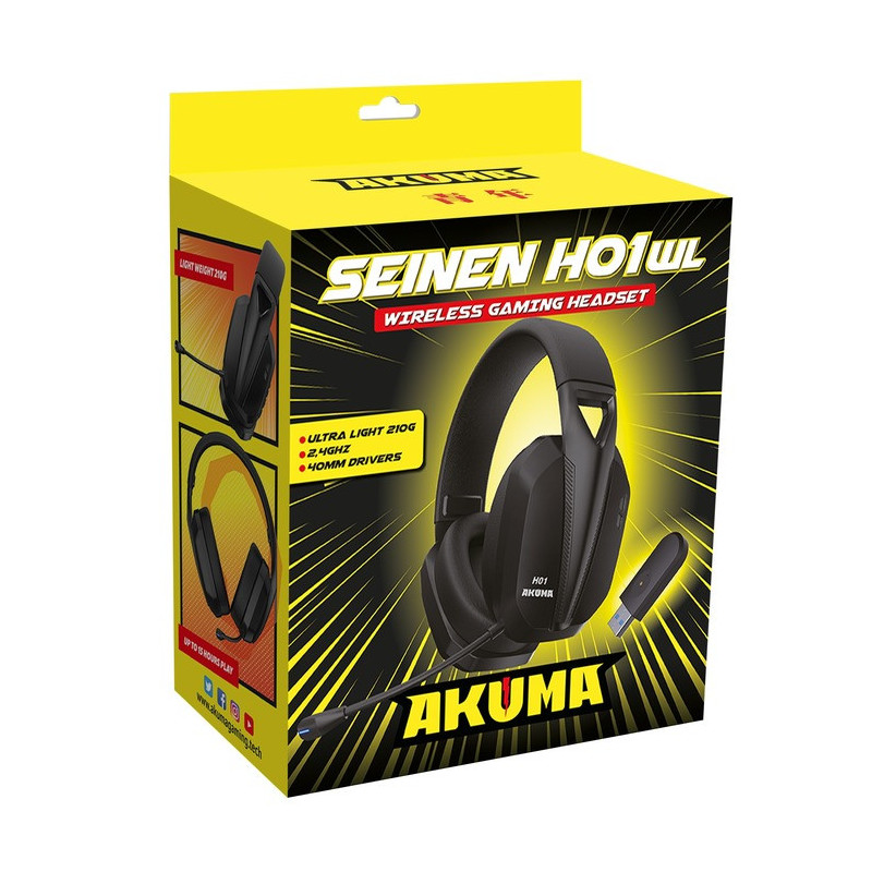 Casque gaming sans fil Seinen H01 Noir - AKUMA - AKSEIH01WL