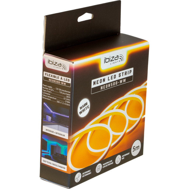 Flexible LED lumineux souple en silicone effet néon blanc chaud 5m - IBIZA - NEON500WW