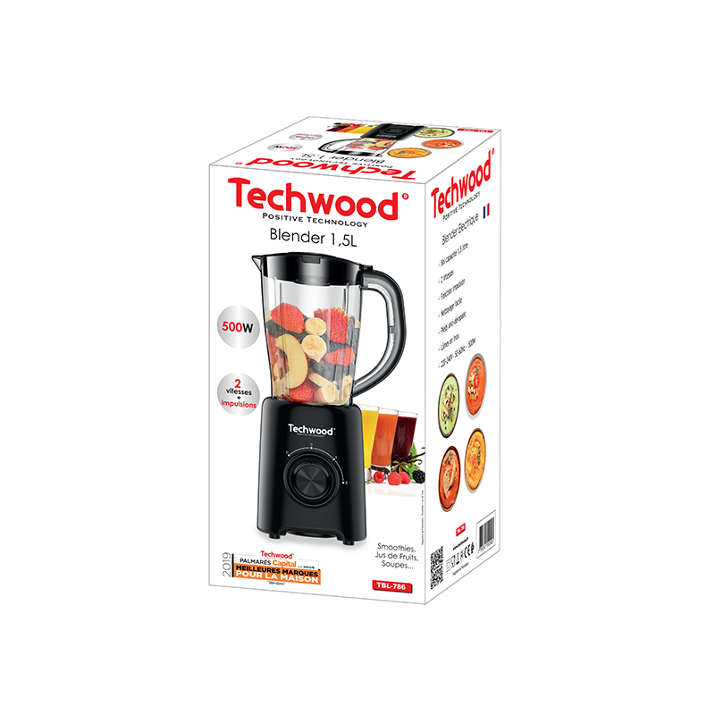 Blender 1.5L 500W Noir - TECHWOOD - ROBTBL786TECH