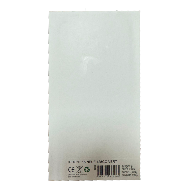 iPhone 15 Noir 128Go - APPLE - RECONDITIONNÉ - Non EU - A3092