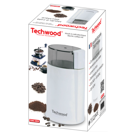 Moulin à café 160W Blanc - TECHWOOD - ROBTMC884TECH