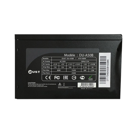 Alimentation PC ATX 500W 12cm Noir - DUST - ALIMDUA50BDUST
