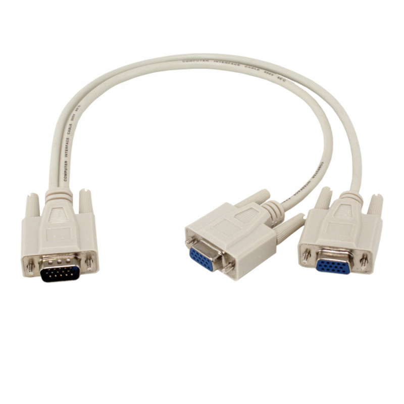 Adaptateur câble VGA HD15 mâle vers 2 x VGA femelle 40cm Blanc - MCL - CABLECG523CMCL