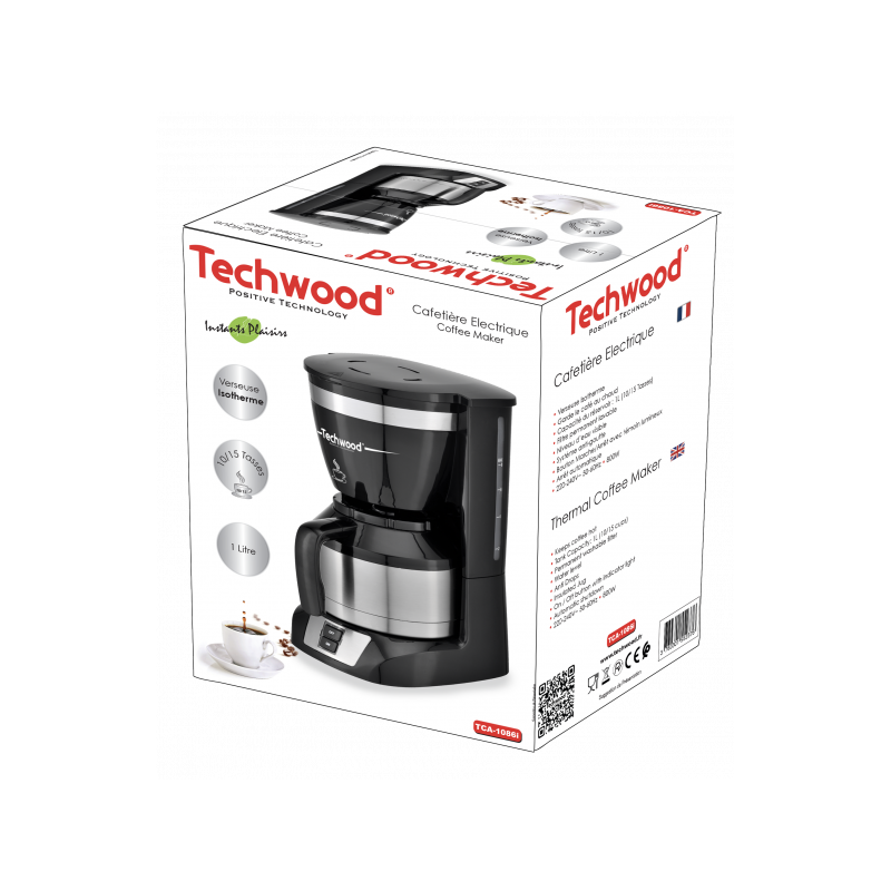 Cafetière Isotherme 1L Noir - TECHWOOD - CAFTCA1086ITECH