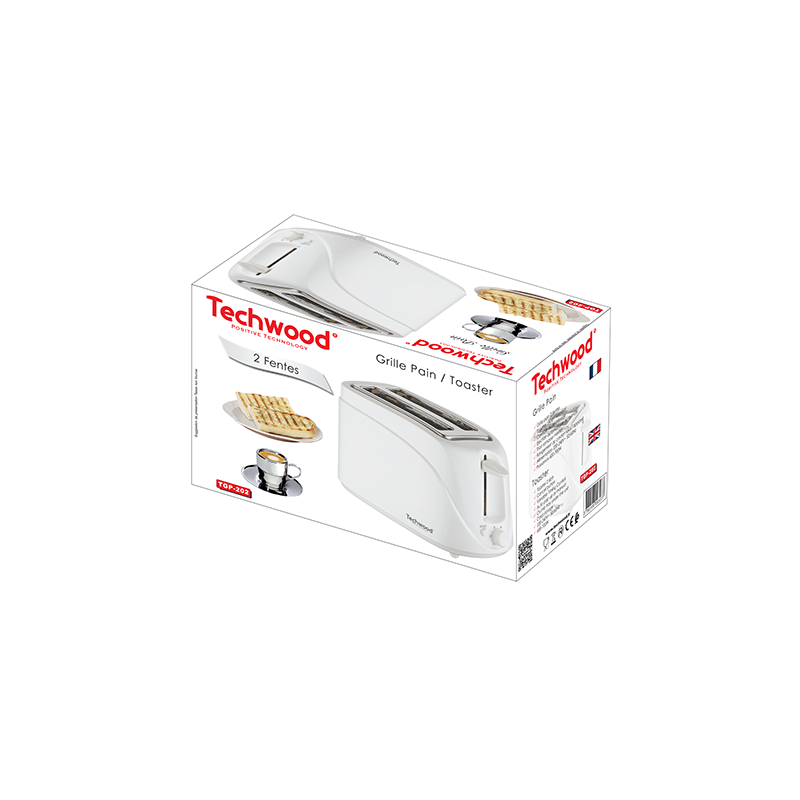 Grille-pain 2 fentes Blanc - TECHWOOD - ROBTGP202TECH
