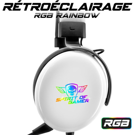 Micro-casque gaming Xpert H700 RGB Argent - SPIRIT OF GAMER - CASQMIC-XH700WTSOG