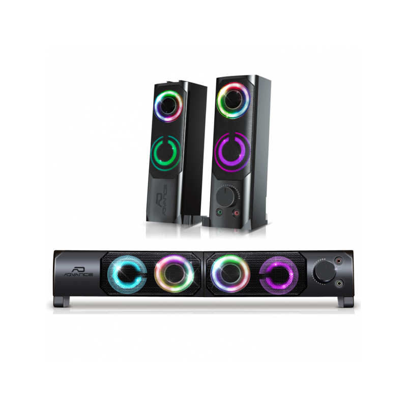 Kit enceintes 2en1  Soundphonics 2.0 RGB 6W RMS Noir - ADVANCE - HPSPU900BADVA