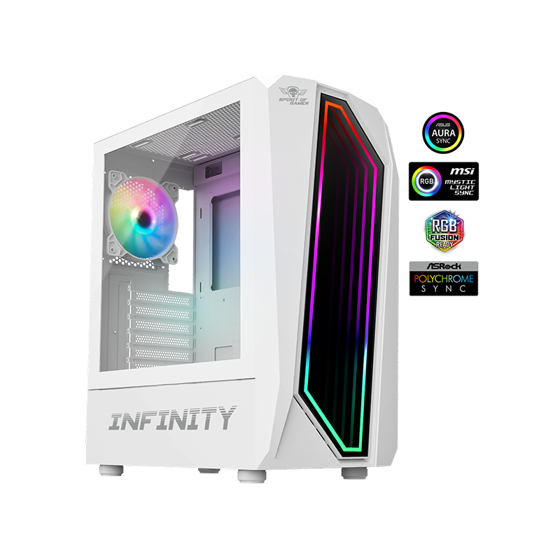 Boitier PC gaming ATX RGo Infinity Artic Blanc - SPIRIT OF GAMER - BOIT8201WTSOG