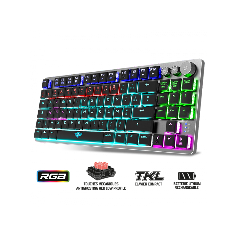 Clavier gaming mécanique sans fil RGo Xpert K1300 Alu/Noir - SPIRIT OF GAMER - CLAVCLA-XK1300RFSOG