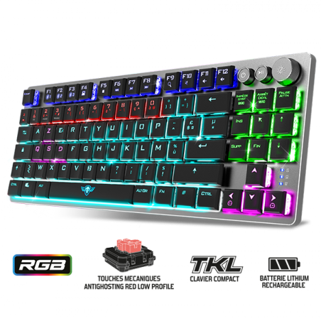 Clavier gaming mécanique sans fil RGo Xpert K1300 Alu/Noir - SPIRIT OF GAMER - CLAVCLA-XK1300RFSOG