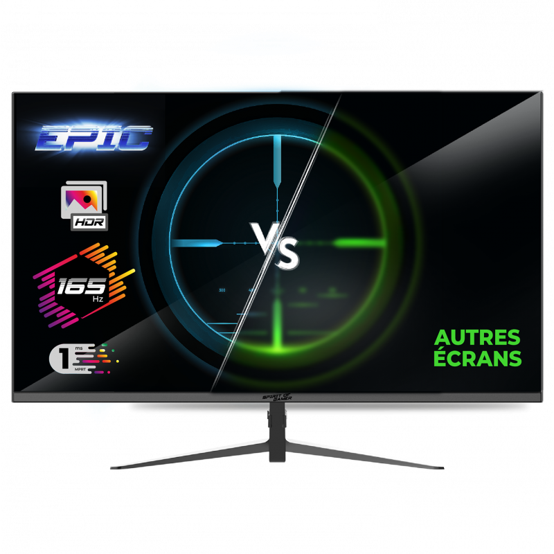 Ecran PC gaming Epic 23.8" FHD IPS 165Hz Noir - SPIRIT OF GAMER - ECRE24I165SOG