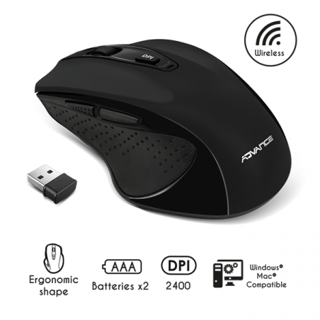 Souris sans fil Shape 6D 2400Dpi noir - ADVANCE - SOURSSHAPEBKADVA
