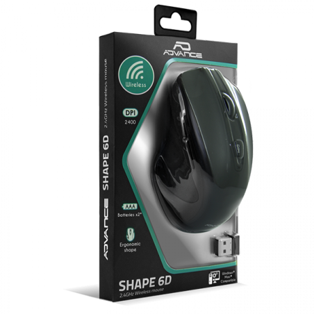 Souris sans fil Shape 6D 2400Dpi noir - ADVANCE - SOURSSHAPEBKADVA