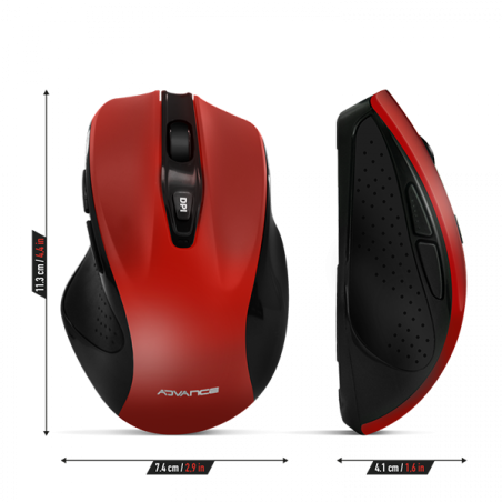 Souris sans fil Shape 6D 2400Dpi Rouge/Noir - ADVANCE - SOURSHAPEREADV