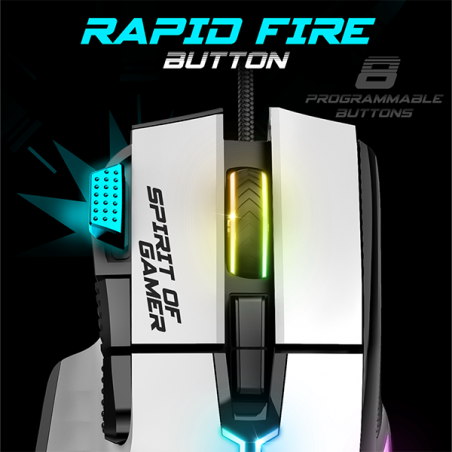 Souris PC gaming Pro M-5 Artic White - SPIRIT OF GAMER - SOURS-PM5RGBWT