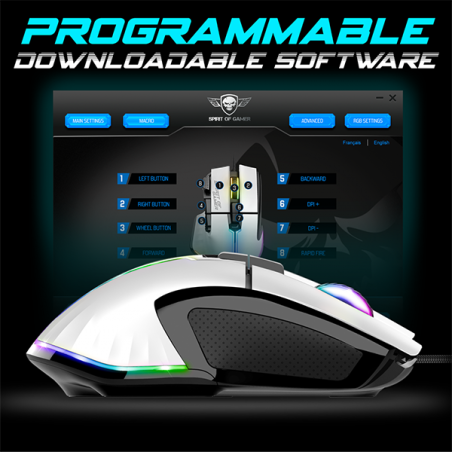 Souris PC gaming Pro M-5 Artic White - SPIRIT OF GAMER - SOURS-PM5RGBWT