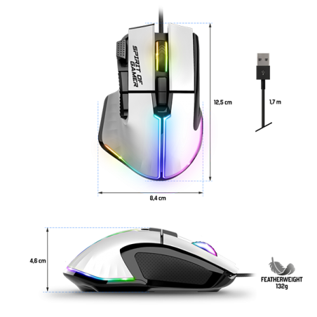 Souris PC gaming Pro M-5 Artic White - SPIRIT OF GAMER - SOURS-PM5RGBWT
