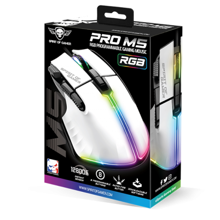 Souris PC gaming Pro M-5 Artic White - SPIRIT OF GAMER - SOURS-PM5RGBWT