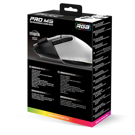 Souris PC gaming Pro M-5 Artic White - SPIRIT OF GAMER - SOURS-PM5RGBWT